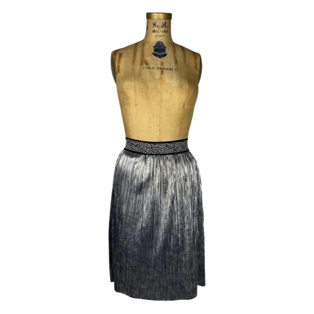 Nwt silver metallic pleated skirt